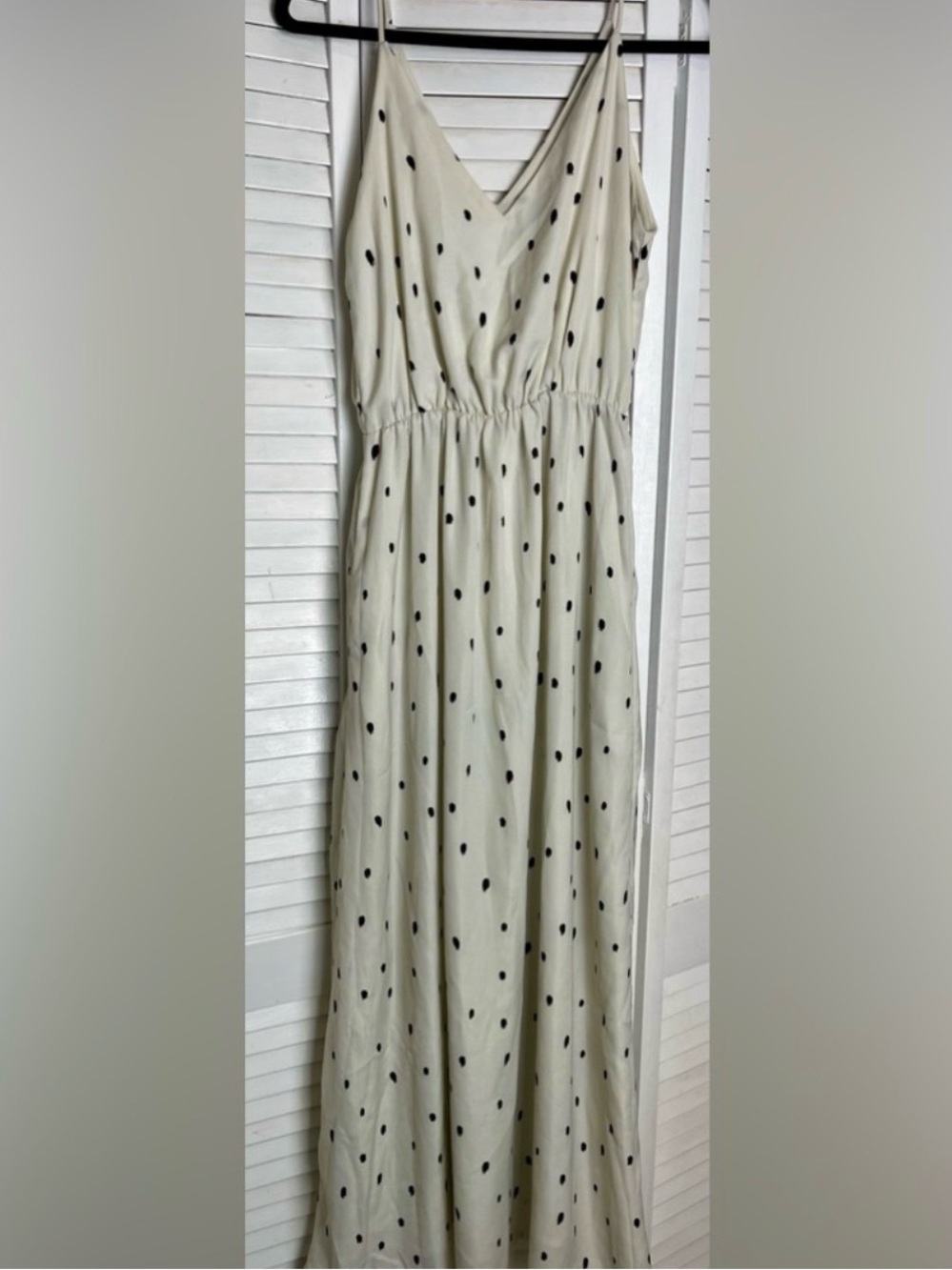 Everly Cream Maxi Dress with Black Polka Dots